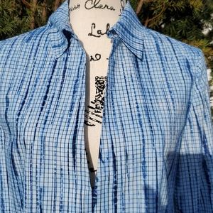 TORY BURCH ▪︎ Women's Tunic, Graph/Paint drip,  Blue & White, Size 6, Like New